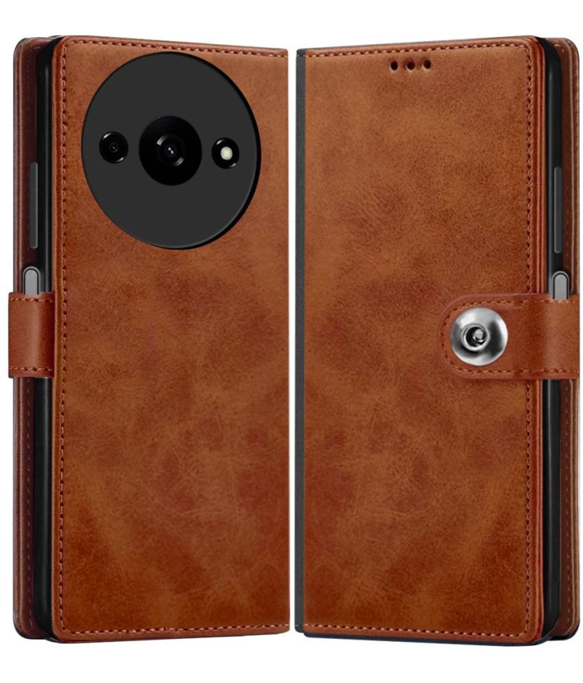     			NBOX Brown Flip Cover Leather Compatible For Redmi A3 ( Pack of 1 )