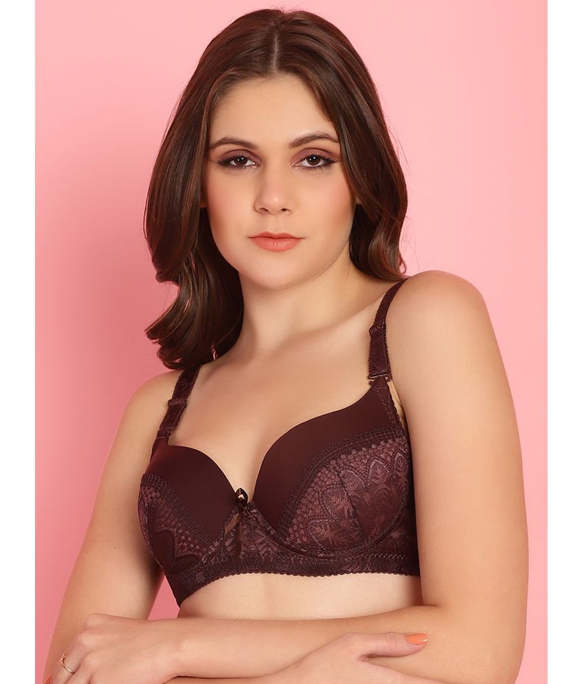     			PrettyCat Brown Lace Lightly Padded Women's T-Shirt Bra ( Pack of 1 )