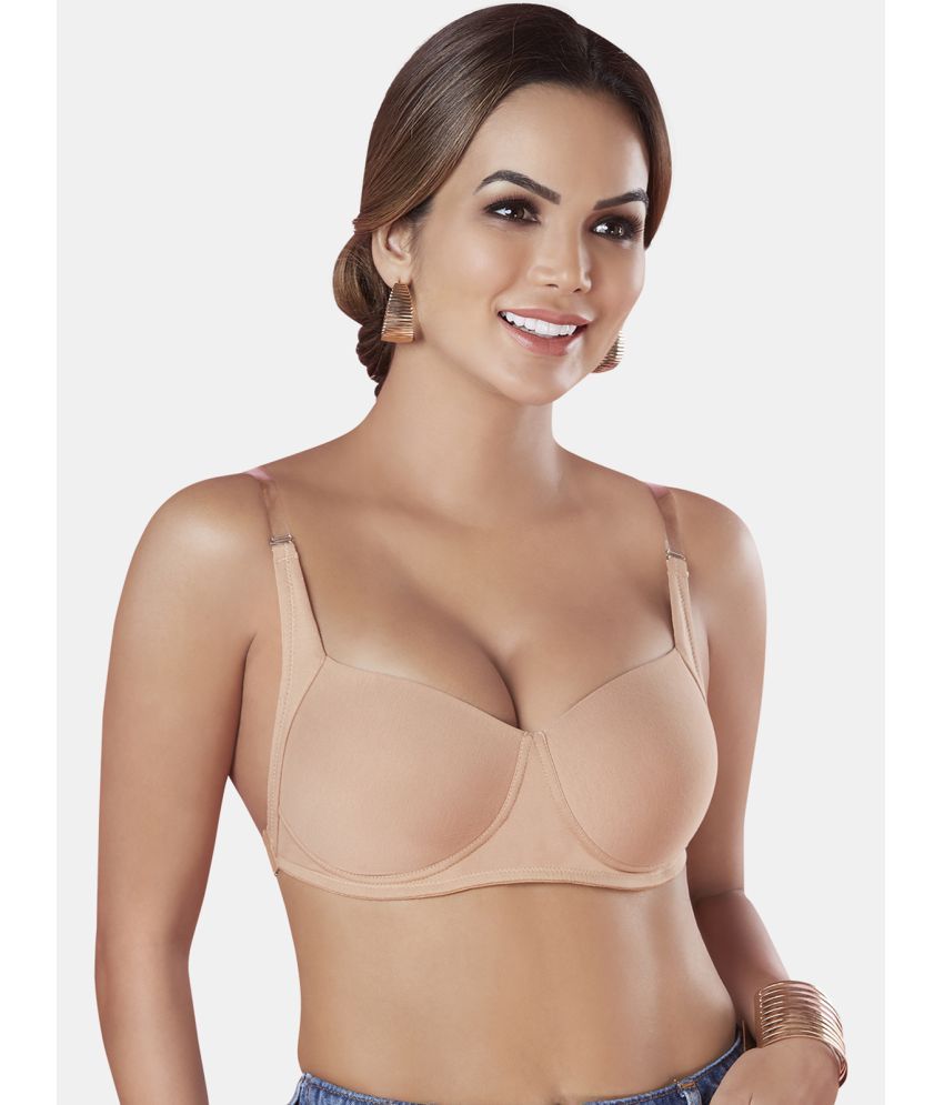     			Sonari Cotton Lightly Padded Women's T-Shirt Bra ( Beige ) backeyeskin