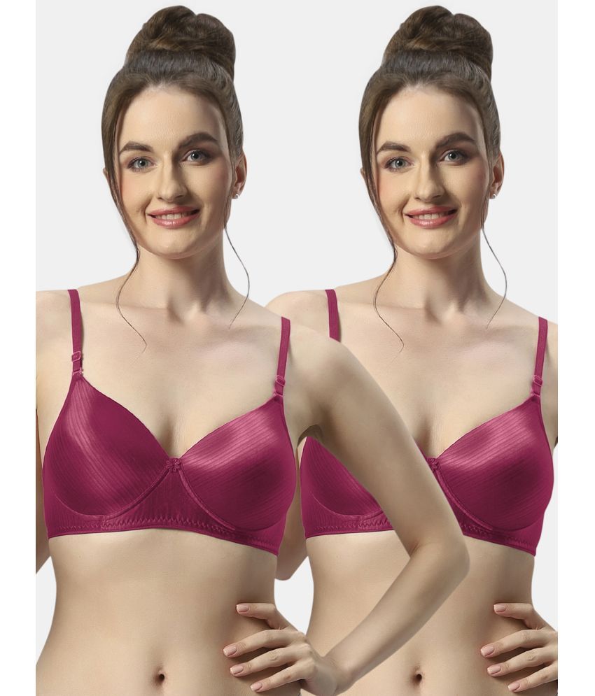     			Sonari Pack of 2 Nylon Lightly Padded Women's T-Shirt Bra ( Pink ) foramranirani