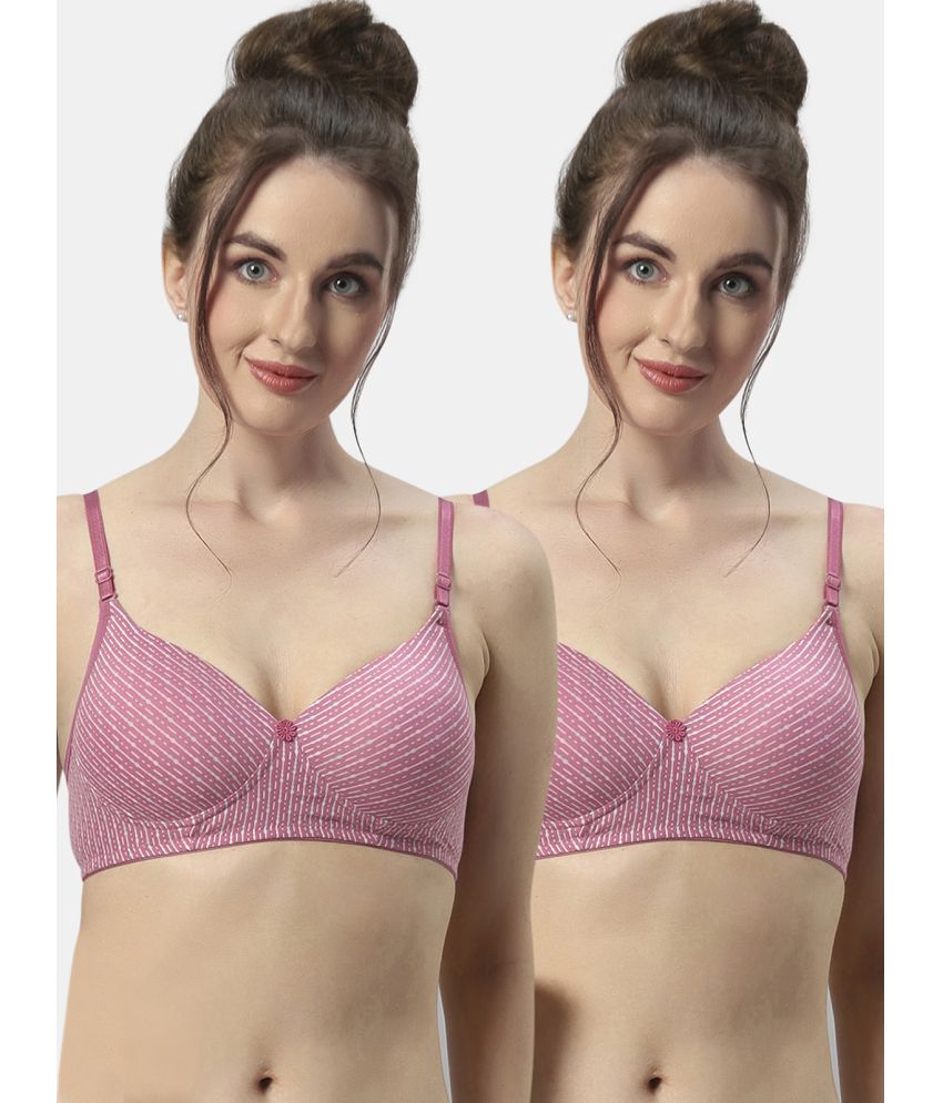     			Sonari Pink Polyester Lightly Padded Women's T-Shirt Bra ( Pack of 2 )