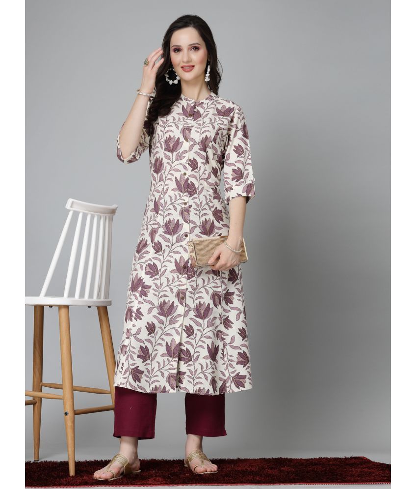     			Stylum Rayon Printed Front Slit Women's Kurti - Mauve ( Pack of 1 )