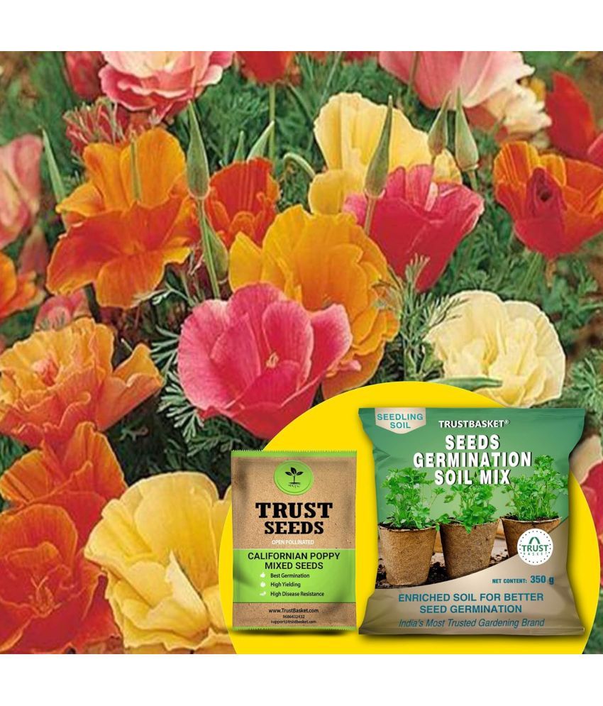     			TrustBasket Californian Poppy Mixed Seeds with Free Germination Potting Soil Mix OP (20 Seeds)