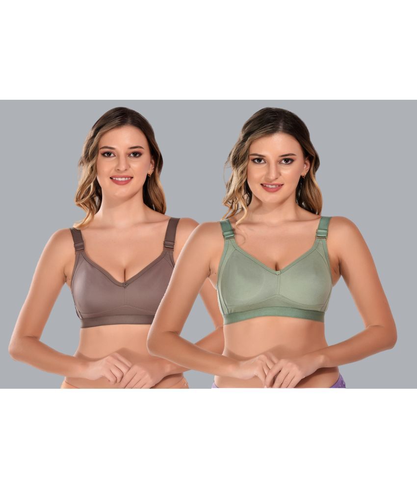     			Viral Girl Pack of 2 Cotton Non Padded Women's T-Shirt Bra ( Green ) VM-DAYNA-BROWN-PISTA