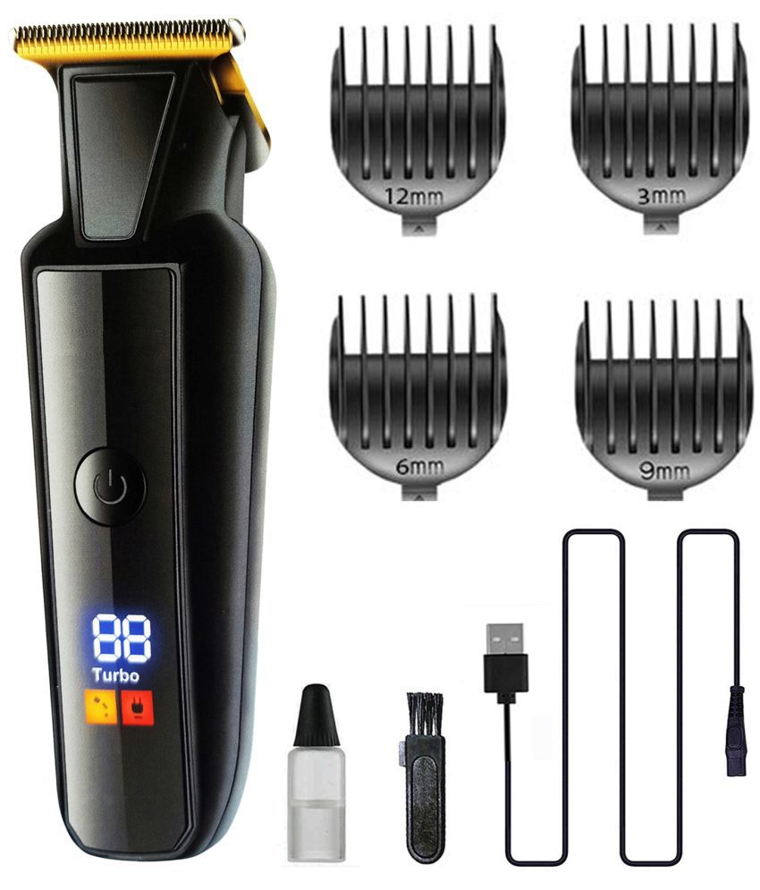     			geemy Led Display Black Cordless Beard Trimmer With 45 minutes Runtime