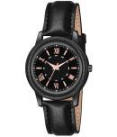 KIARVI GALLERY Black Leather Analog Womens Watch