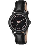 KIARVI GALLERY Black Leather Analog Womens Watch