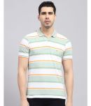 Monte Carlo Cotton Blend Regular Fit Striped Half Sleeves Men's Polo T Shirt - Green ( Pack of 1 )