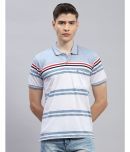 Monte Carlo Cotton Blend Regular Fit Striped Half Sleeves Men's Polo T Shirt - Blue ( Pack of 1 )