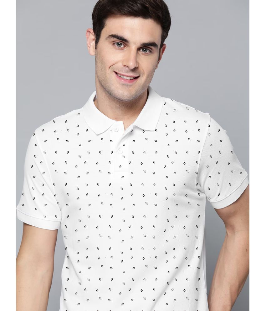     			ADORATE Cotton Blend Regular Fit Printed Half Sleeves Men's Polo T Shirt - White ( Pack of 1 )