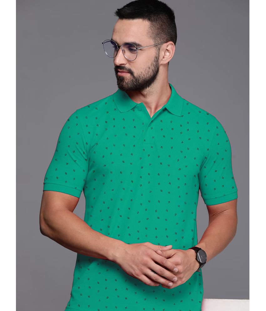     			ADORATE Cotton Blend Regular Fit Printed Half Sleeves Men's Polo T Shirt - Lime Green ( Pack of 1 )