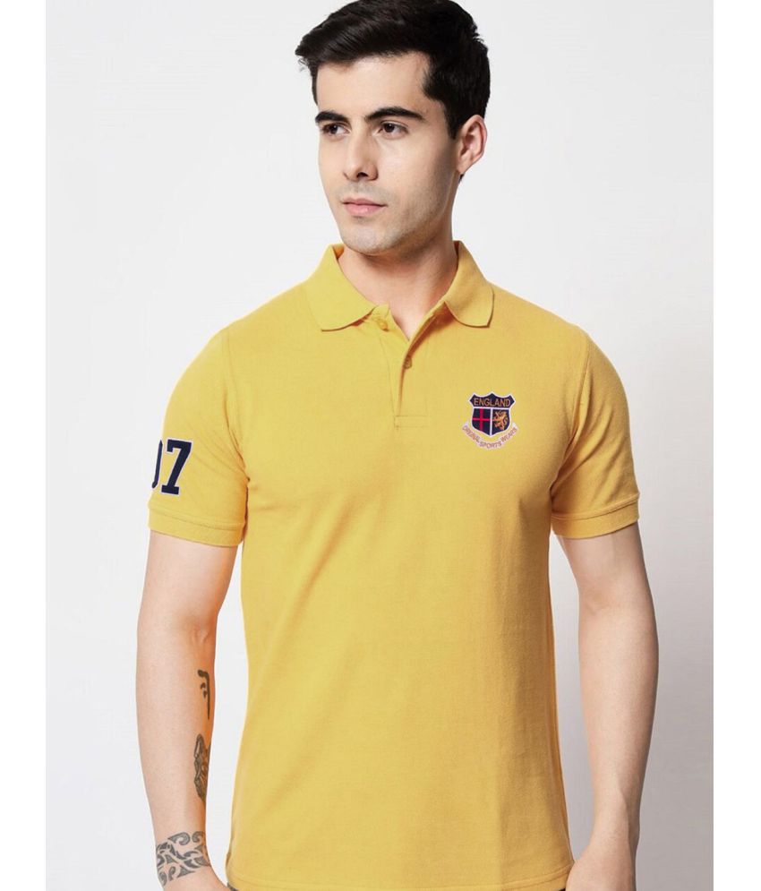     			ADORATE Cotton Blend Regular Fit Embroidered Half Sleeves Men's Polo T Shirt - Mustard ( Pack of 1 )