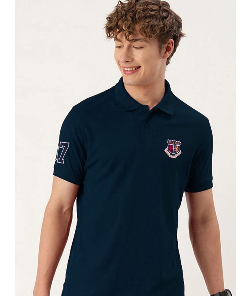     			ADORATE Cotton Blend Regular Fit Embroidered Half Sleeves Men's Polo T Shirt - Blue ( Pack of 1 )
