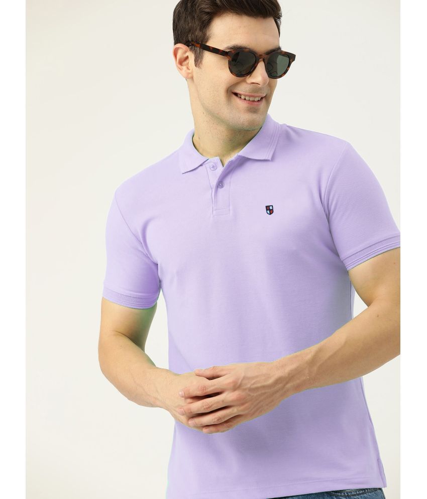     			ADORATE Pack of 1 Cotton Blend Regular Fit Solid Half Sleeves Men's Polo T Shirt ( Lavender )