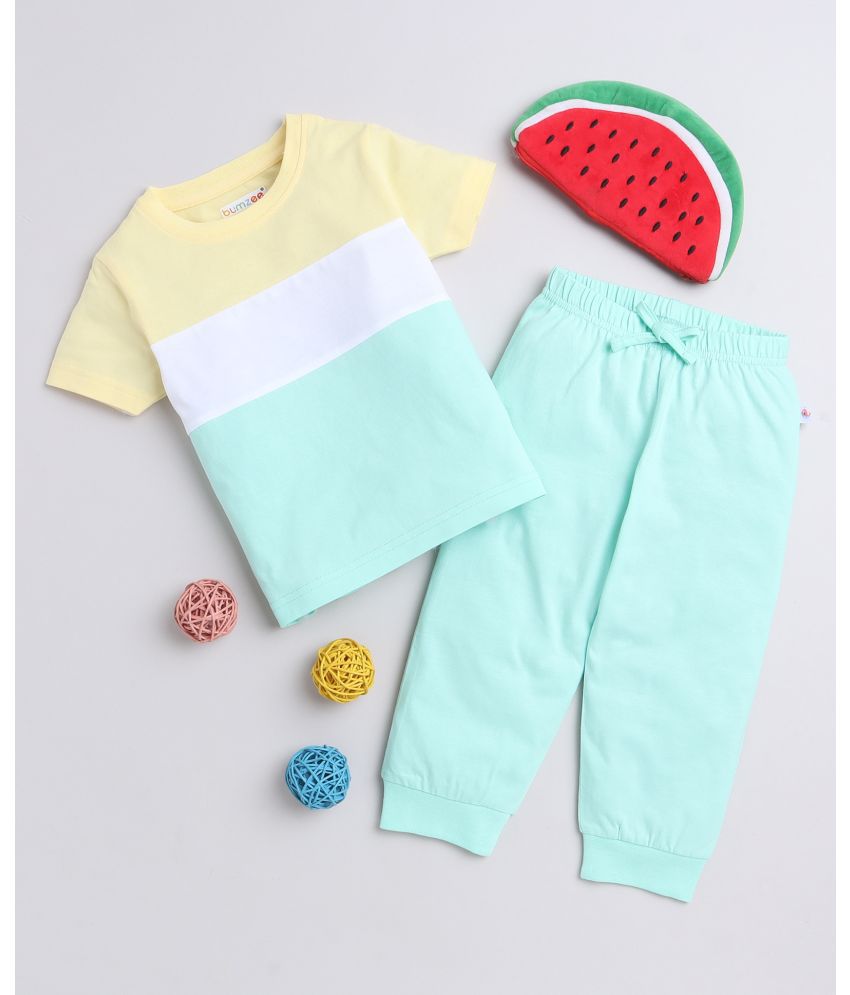     			BUMZEE Mint & Yellow Boys Half Sleeves T-Shirt & Pyjama Set Age - 6-12 Months