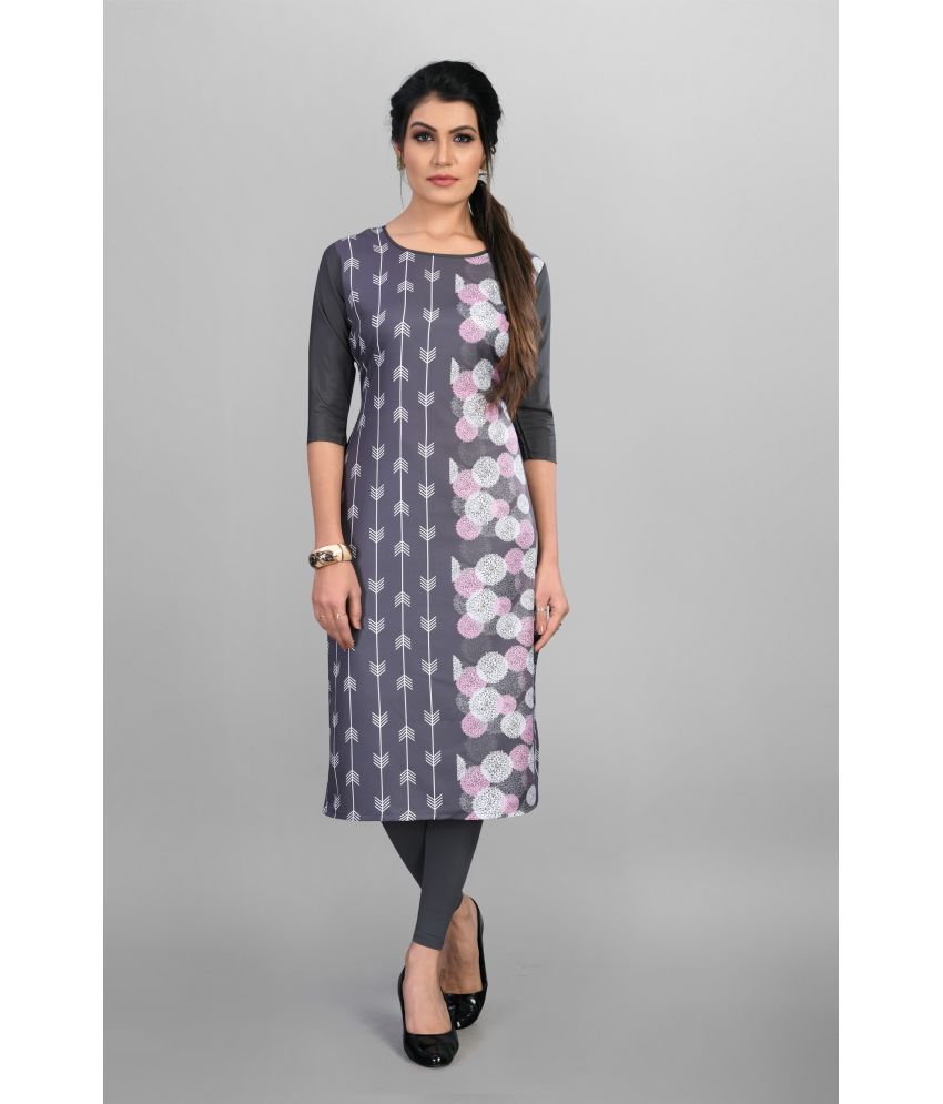     			DSK STUDIO Crepe Printed Straight Women's Kurti - Grey ( Pack of 1 )