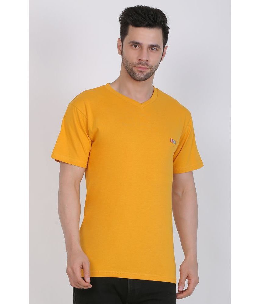    			Indian Pridee 100% Cotton Regular Fit Solid Half Sleeves Men's T-Shirt - Yellow ( Pack of 1 )