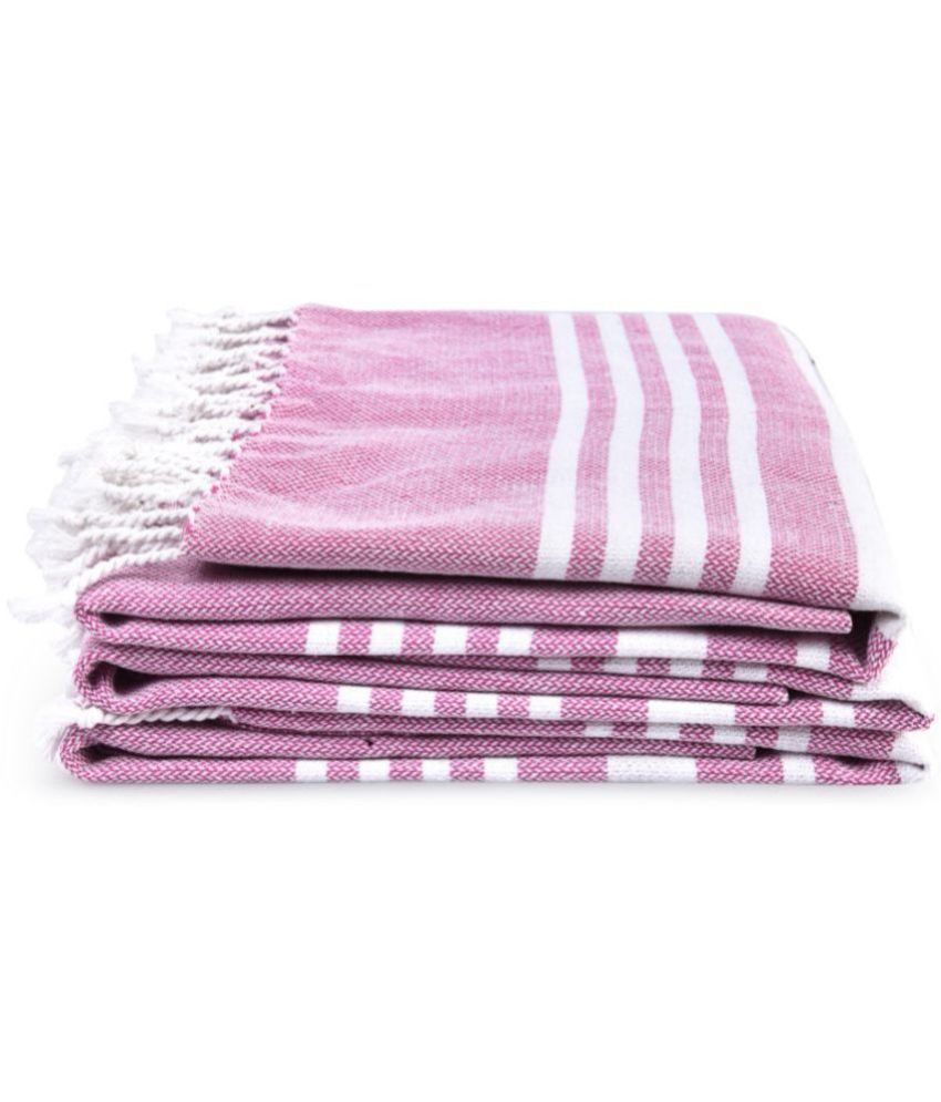     			Klotthe Cotton Striped Below 300 -GSM Bath Towel ( Pack of 3 ) - Pink