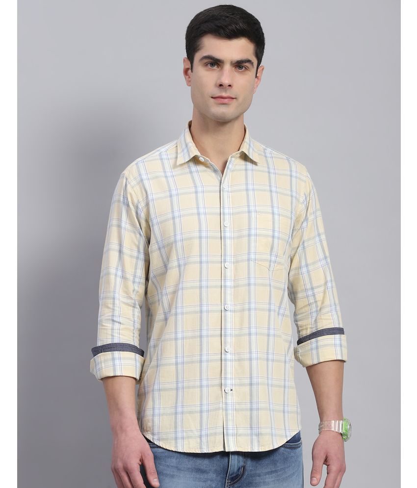     			Monte Carlo 100% Cotton Regular Fit Checks Full Sleeves Men's Casual Shirt - Beige ( Pack of 1 )