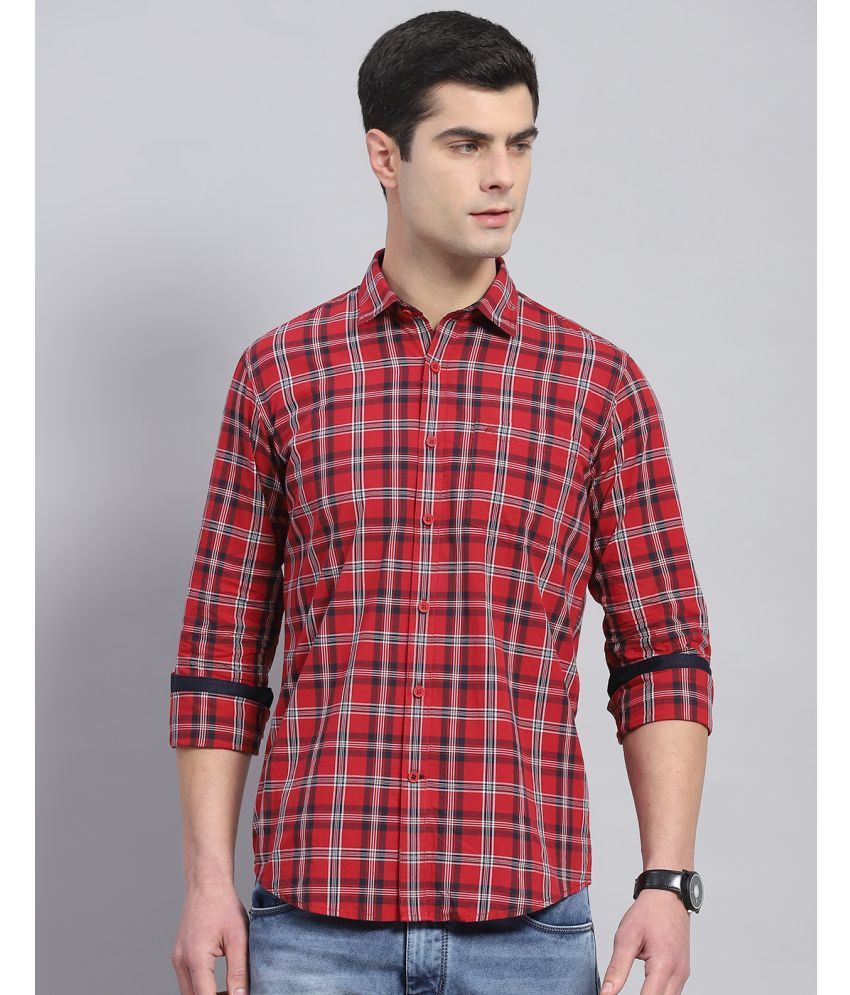     			Monte Carlo 100% Cotton Regular Fit Checks Full Sleeves Men's Casual Shirt - Red ( Pack of 1 )