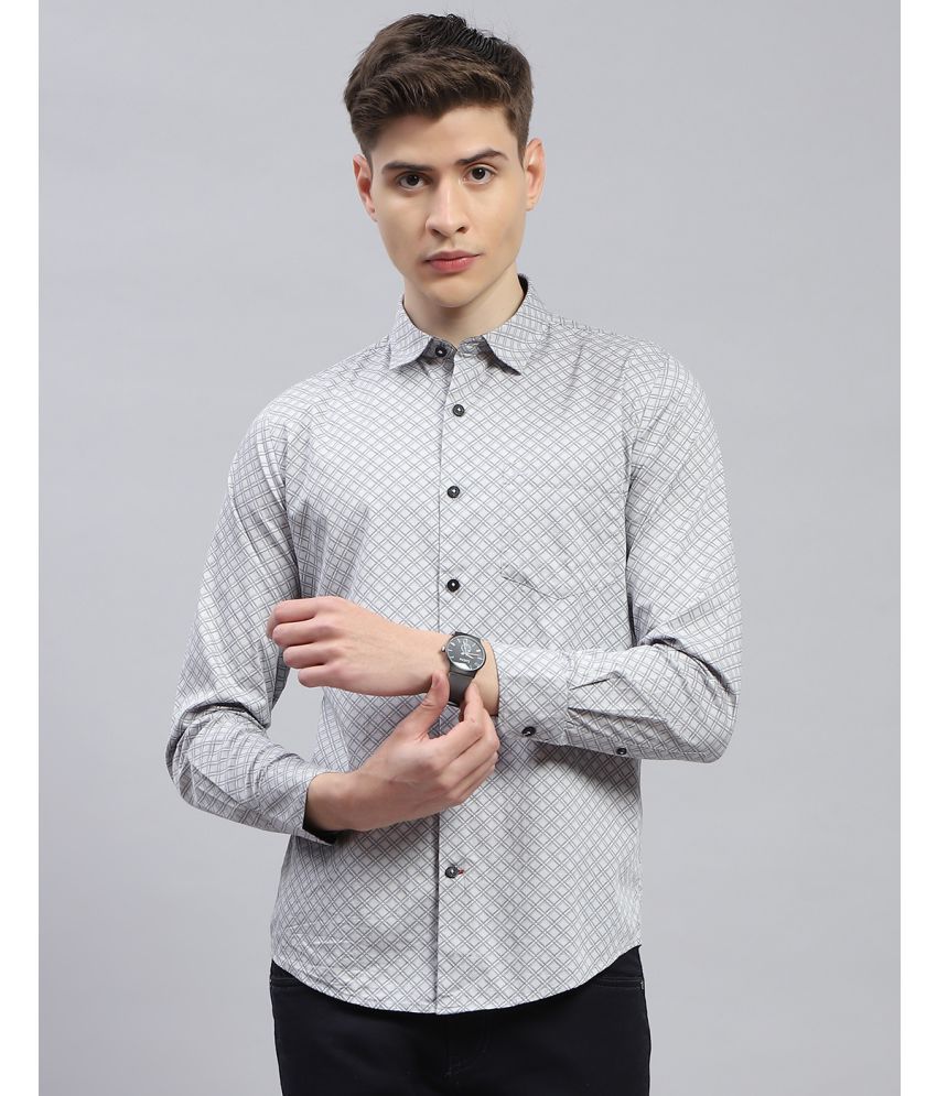     			Monte Carlo 100% Cotton Regular Fit Printed Full Sleeves Men's Casual Shirt - Grey ( Pack of 1 )