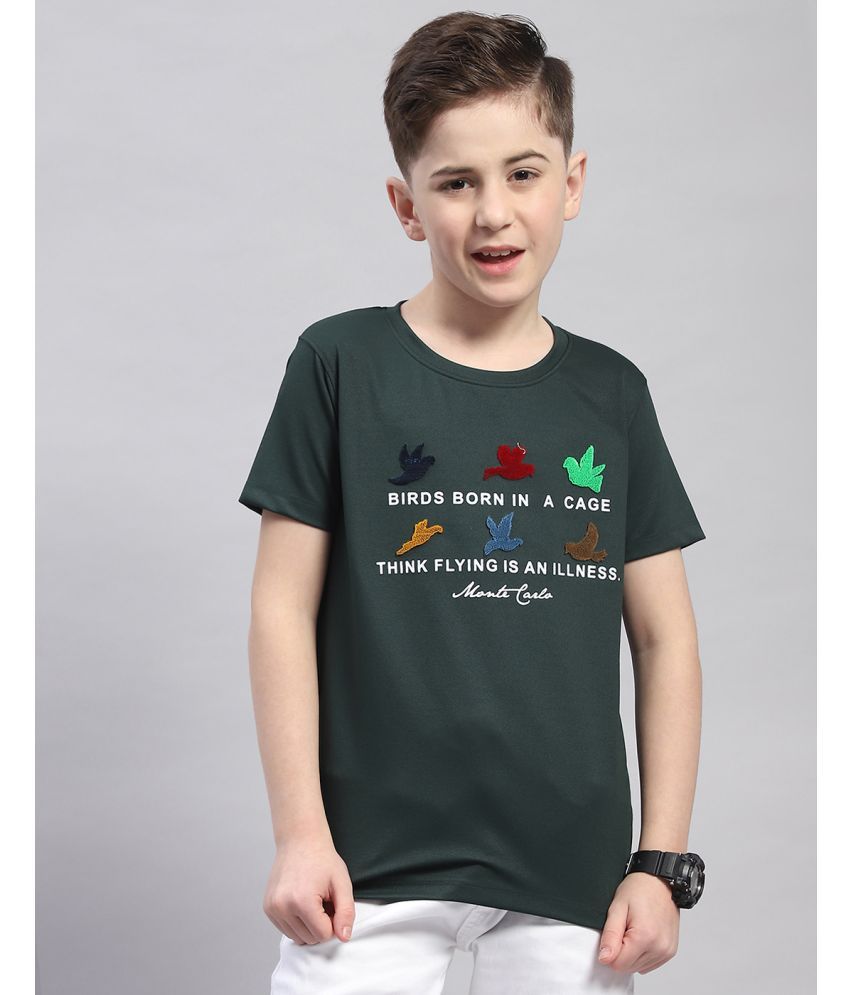     			Monte Carlo Green Cotton Blend Boy's T-Shirt ( Pack of 1 )