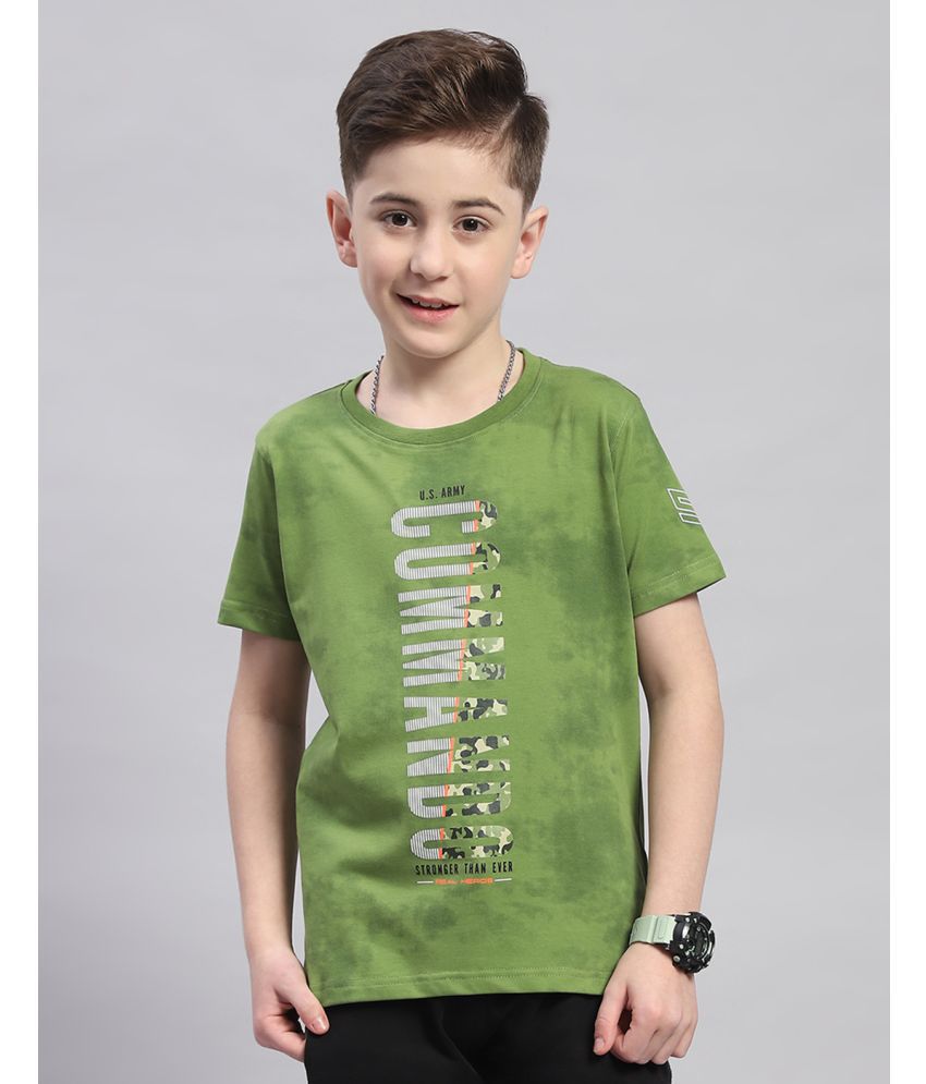     			Monte Carlo Green Cotton Blend Boy's T-Shirt ( Pack of 1 )