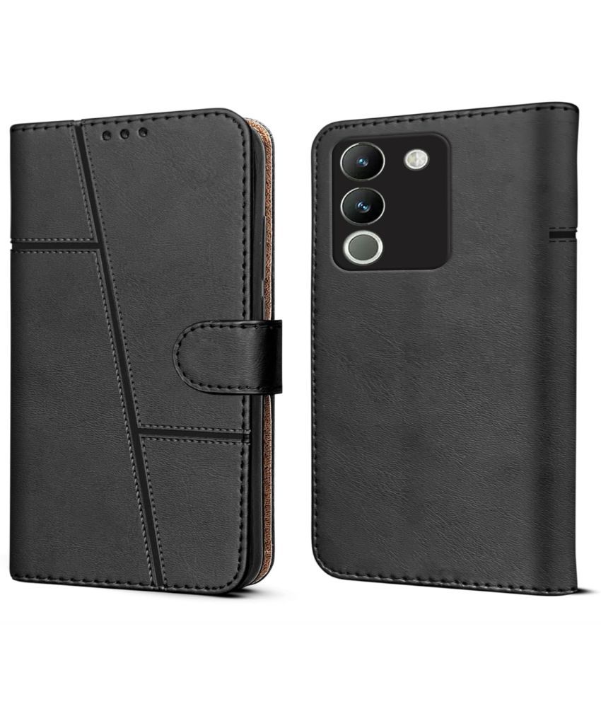     			NBOX Black Flip Cover Artificial Leather Compatible For Vivo Y200 ( Pack of 1 )