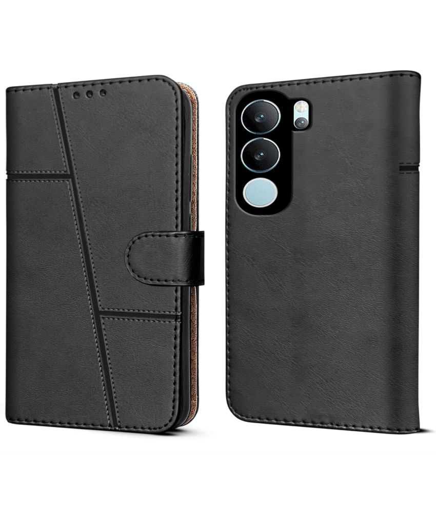     			NBOX Black Flip Cover Artificial Leather Compatible For Vivo V29 5G ( Pack of 1 )