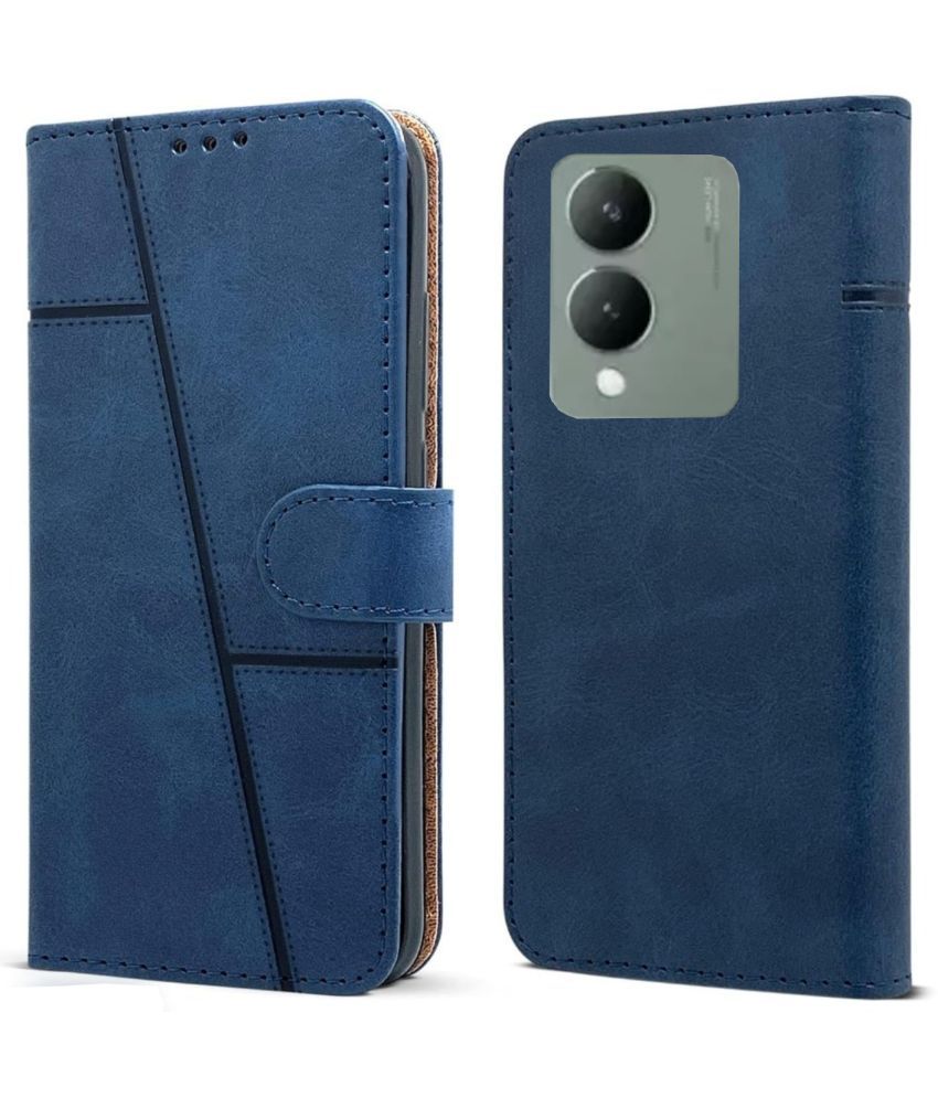     			NBOX Blue Flip Cover Artificial Leather Compatible For Vivo Y28 ( Pack of 1 )