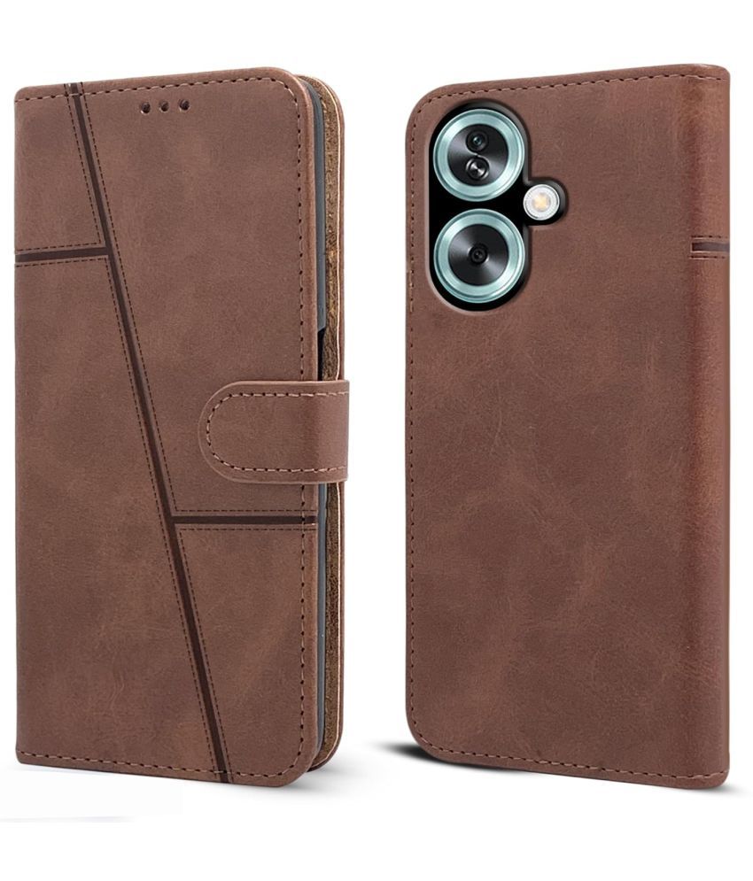    			NBOX Brown Flip Cover Artificial Leather Compatible For Oppo A79 ( Pack of 1 )