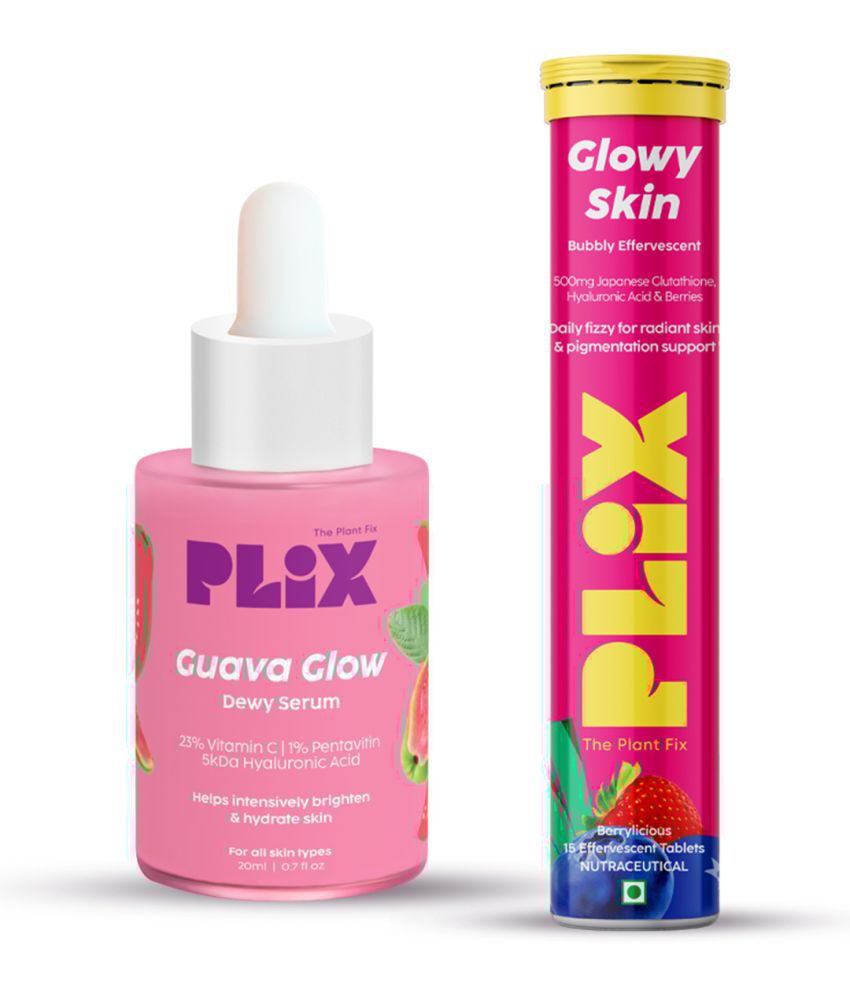     			Plix Glutathione Skin Glow 15 Effervescent Tablets and Guava Serum Combo For Unisex(Pack of 2)
