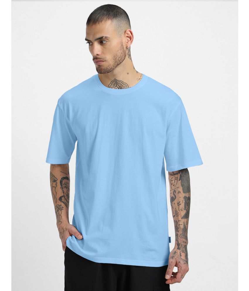     			Veirdo 100% Cotton Oversized Fit Solid Half Sleeves Men's T-Shirt - Aqua Blue ( Pack of 1 )