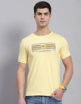 Monte Carlo Cotton Blend Regular Fit Printed Half Sleeves Men's T-Shirt - Yellow ( Pack of 1 )