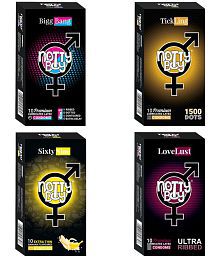 NottyBoy 4 IN 1, 1500 Dots, Ultra Ribbed, Extra Time, Contour, Thin, Banana Flavoured Condom For Men - 40 Units