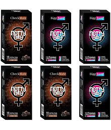 NottyBoy 4 IN 1, Dotted, Ribbed, Long Time, Ultra Thin &amp; Chocolate Flavoured Condoms For Men - 60 Units