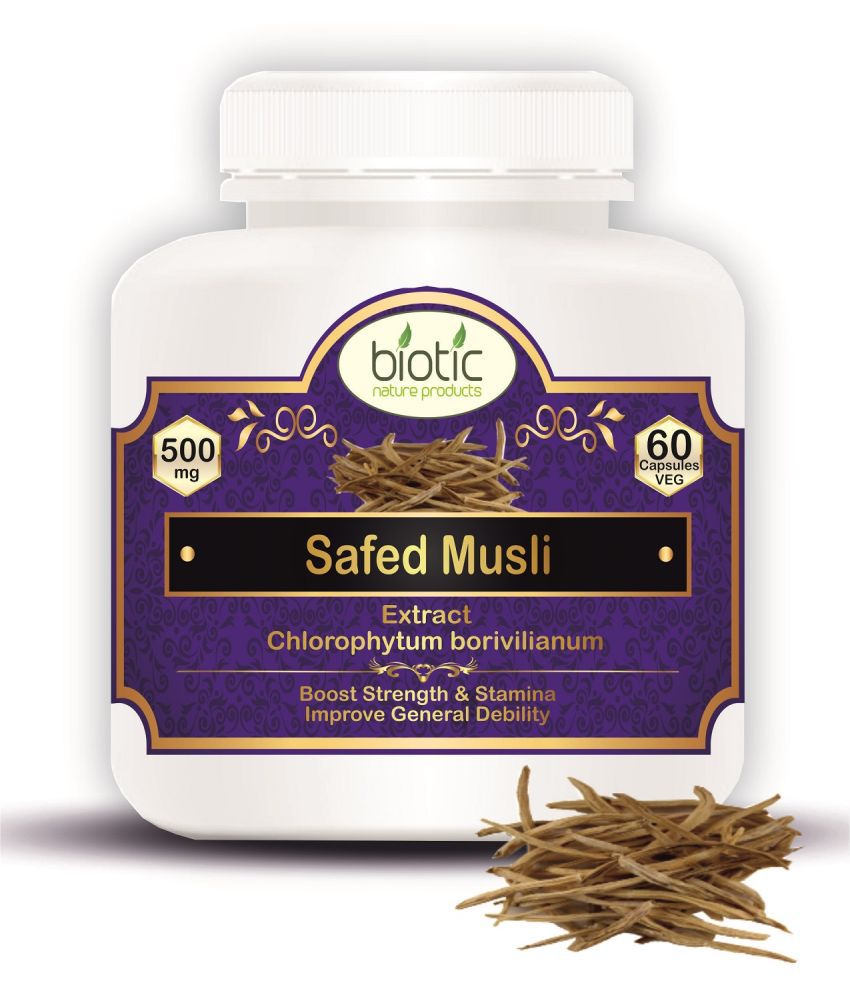     			Biotic Safed Musli Capsule - White Musli Extract 500mg (Veg Capsules) 60 no.s