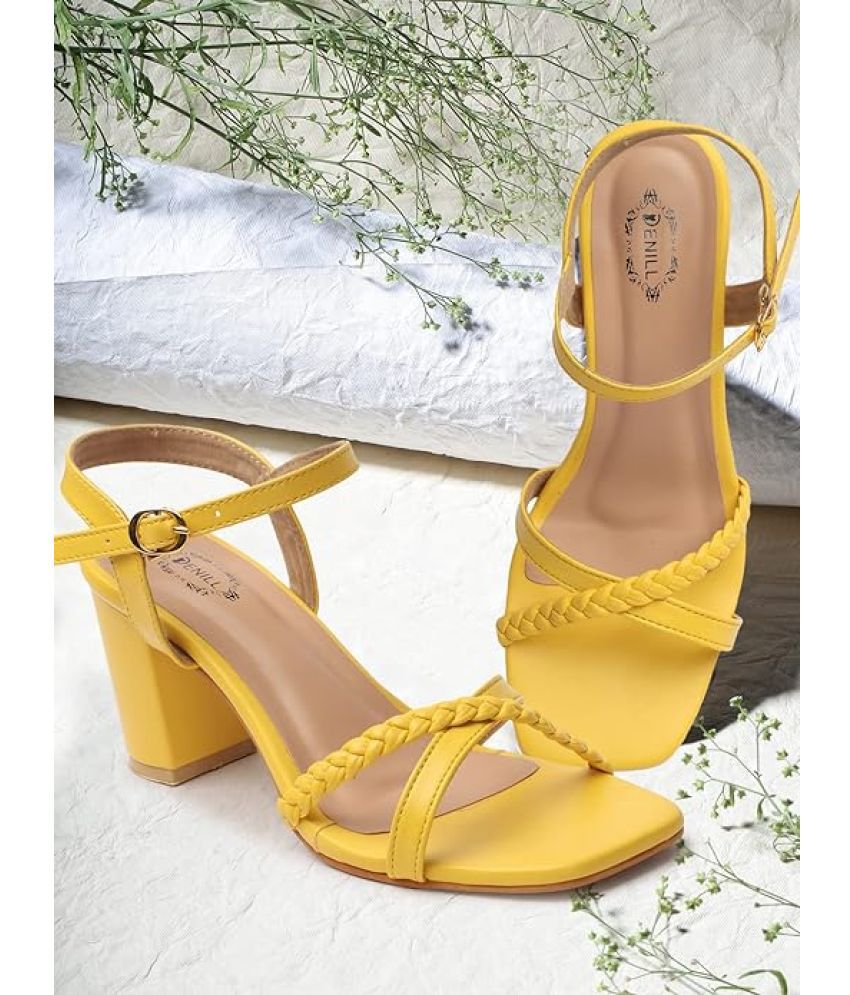     			Denill Yellow Women's Sandal Heels