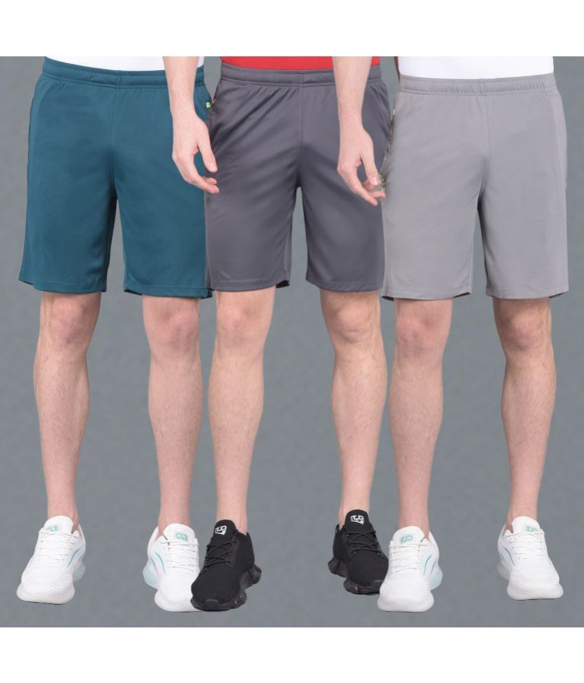     			Force NXT Multi Polyester Men's Gym Shorts ( Pack of 3 )