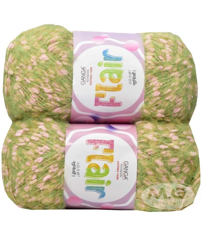     			GANGA Flair Apple Green 600 GMS Wool Ball Hand Knitting Wool/Art Craft Soft Fingering Crochet Hook Yarn, Needle Knitting Yarn Thread Dyed-B Art-AEFB