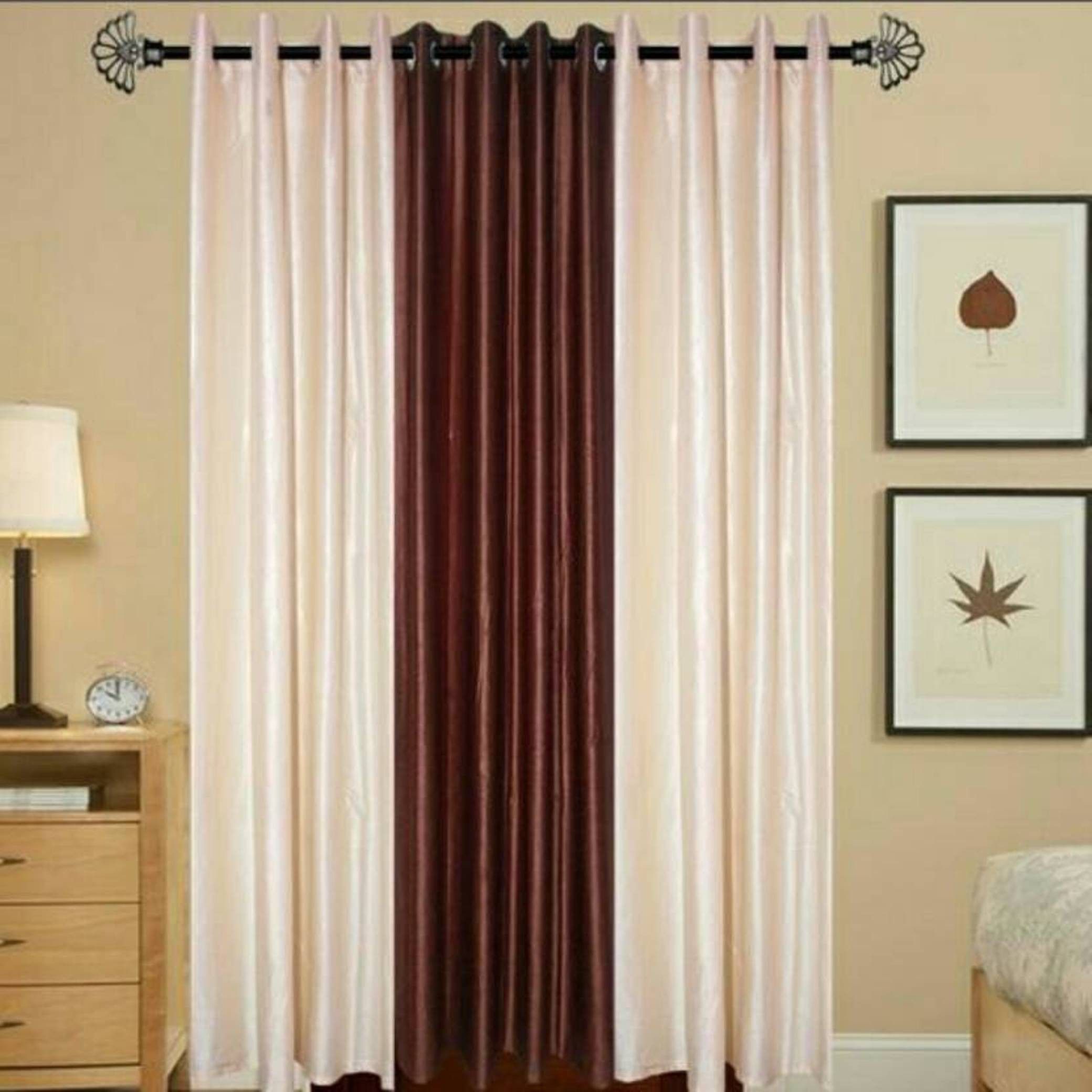     			BELLA TRUE Solid SemiTransparent Eyelet Curtain 5 ft ( Pack of 3 )  Multicolor