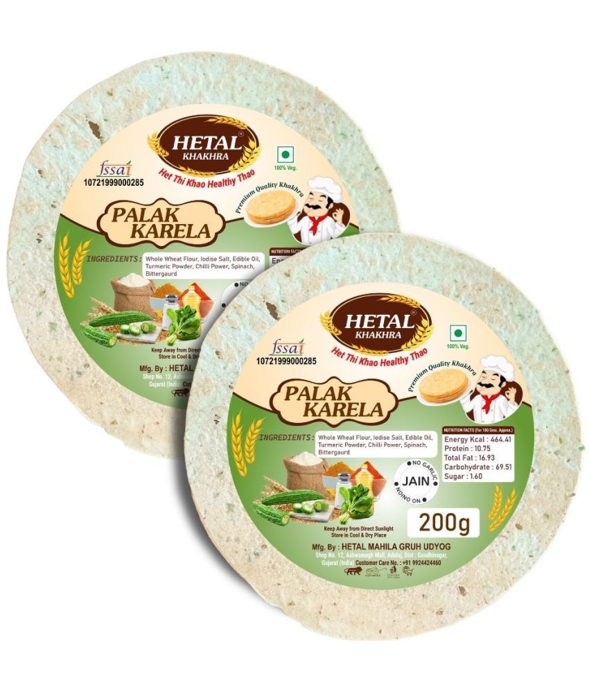     			Hetal khakhra Palak karela Khakhra 200 gm Pack of 2