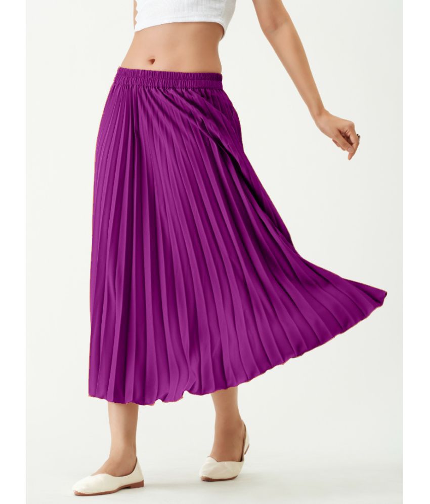     			JASH CREATION Magenta Polyester Women's Flared Skirt ( Pack of 1 )