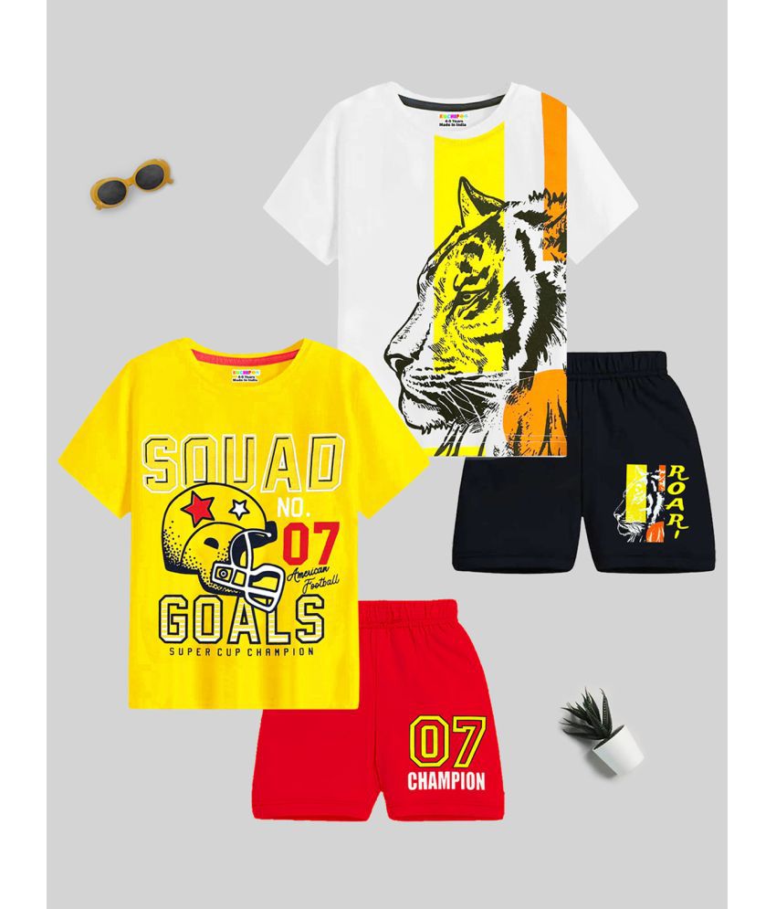     			KUCHIPOO Boys Regular Fit Cotton T-Shirts and Shorts Set (KUC-NSUT-135, 18-24 Years, Multi-Colored)