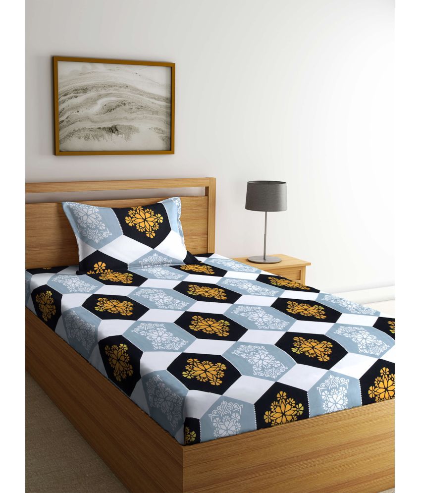     			Klotthe Poly Cotton Abstract Printed 1 Single Bedsheet with 1 Pillow Cover - Multicolor