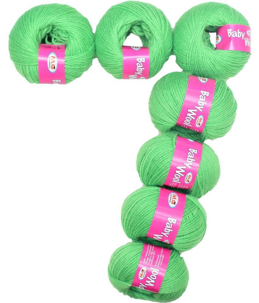     			M.G ENTERPRISE 100% Acrylic Wool Apple Green 7 Pc Baby Wool 4 ply Wool Ball Hand Knitting Wool/Art Craft Soft Fingering Crochet Hook Yarn-JB Art-EB