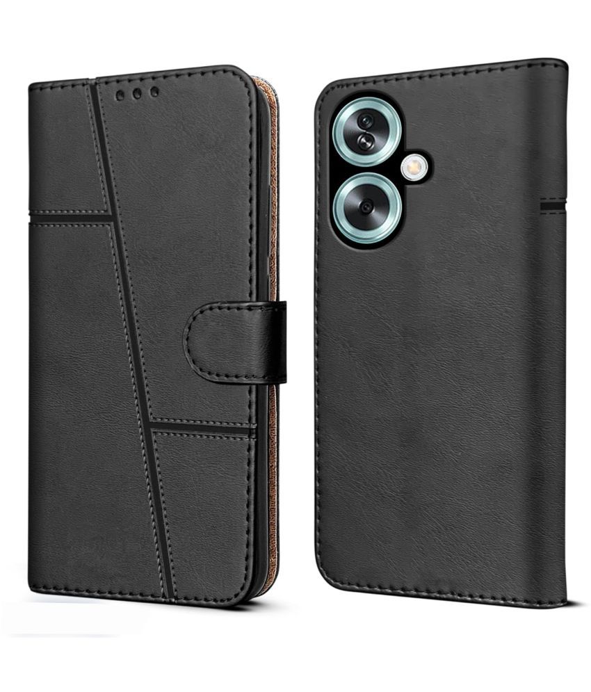     			NBOX Black Flip Cover Artificial Leather Compatible For Oppo A59 5G ( Pack of 1 )