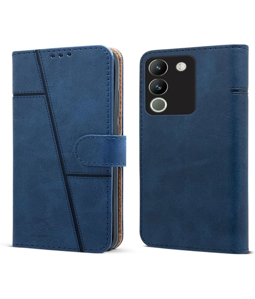     			NBOX Blue Flip Cover Artificial Leather Compatible For Vivo Y200 ( Pack of 1 )