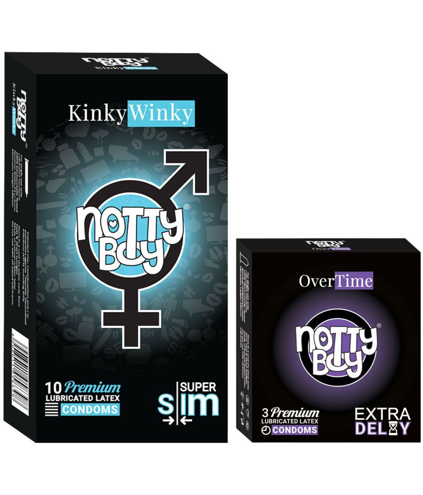     			NottyBoy Super Slim Ultra Thin and Extra Delay Extra Time Condoms - ( Set of 2, 13 Pieces)