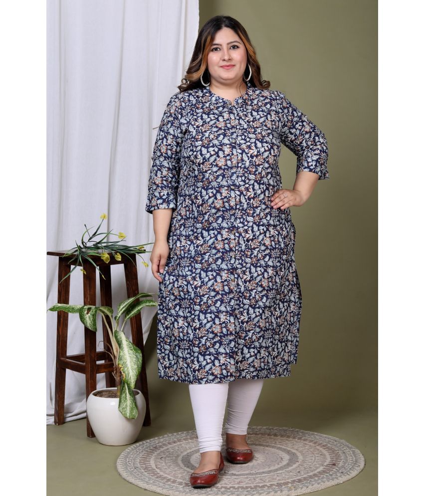     			Pacify Cotton Printed Front Slit Women's Kurti - Blue ( Pack of 1 )